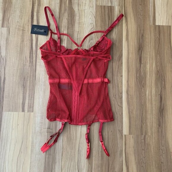Frederick's Of Hollywood Women's Analia Open Cup Corset Garter Set Small Red - Picture 5 of 10